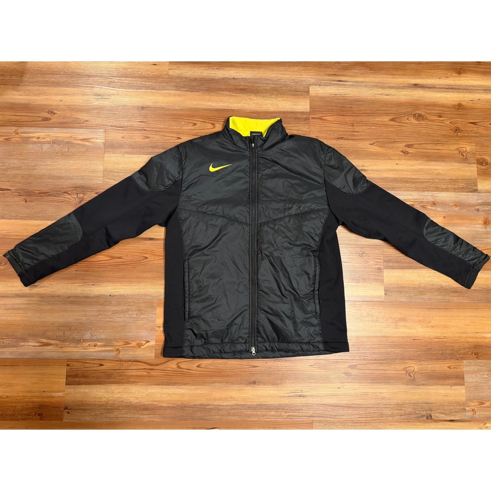 Nike Golf Mens Black Volt Yellow Hybrid Quilted Full Zip Jacket Large